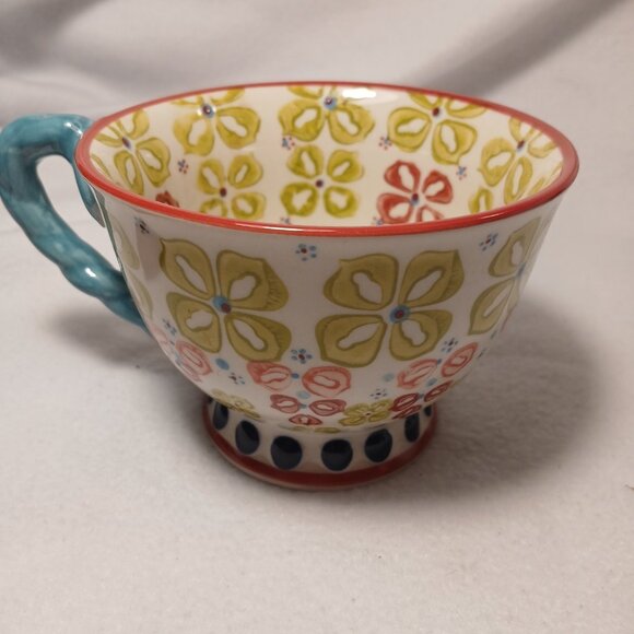 Anthropologie Elka Ayaka Pedestal Coffee Tea Mug Cup Twisted Handle Preowned - Picture 2 of 9
